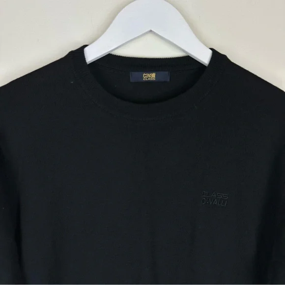 Cavalli Class Men’s Sweater 100% Wool Black
